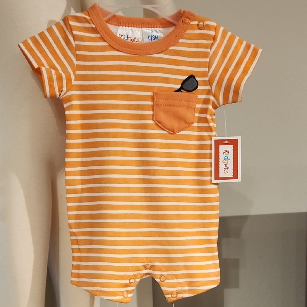 Kidgets Orange and White Striped Onesie